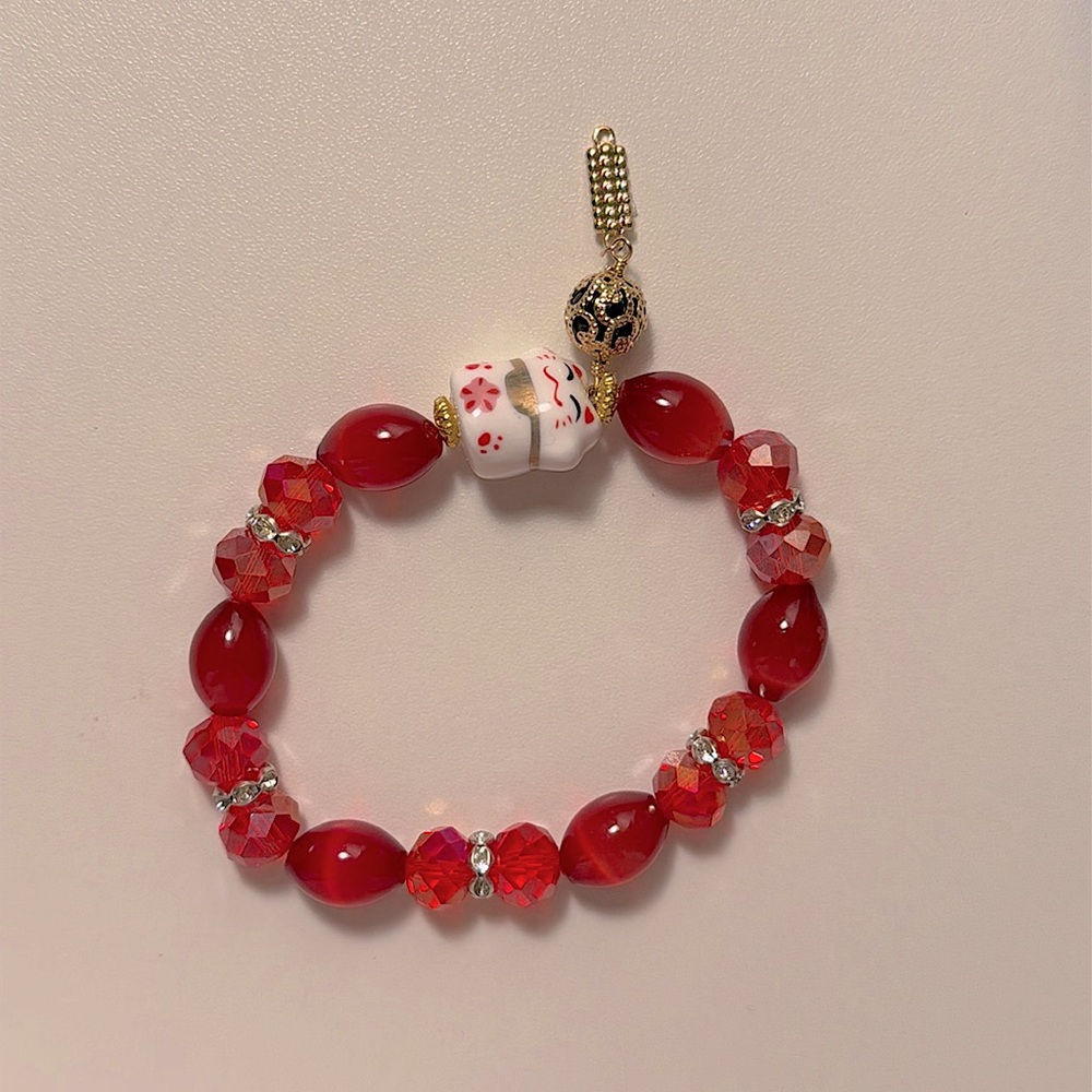 Lucky Cat/Lunar Year | Red Bead Bracelet